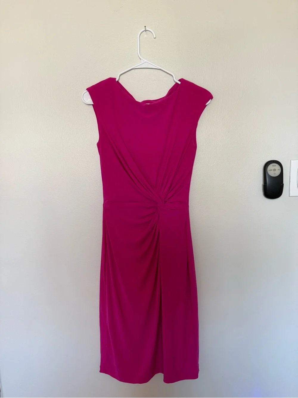 Ralph Lauren Cap-Sleeve Twist-Waist Midi Dress - Fuchsia